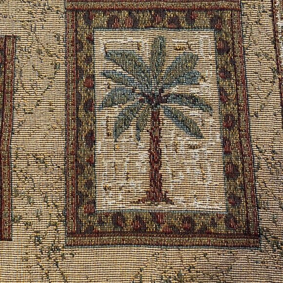 Palm Tree Animal Print Tapestry Throw Blanket Fringed Reversible Beach Cottage - Picture 3 of 6